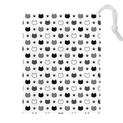 Kitten Head Paw Footprint Seamless Pattern 1 Drawstring Pouch (4xl) by TastefulDesigns