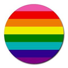 Original 8 Stripes Lgbt Pride Rainbow Flag Round Mousepads