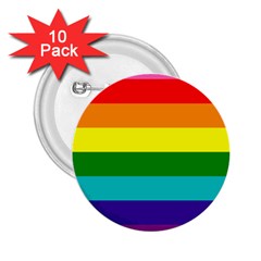 Original 8 Stripes Lgbt Pride Rainbow Flag 2 25  Buttons (10 Pack)  by yoursparklingshop