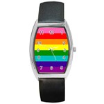 Original 8 Stripes LGBT Pride Rainbow Flag Barrel Style Metal Watch Front