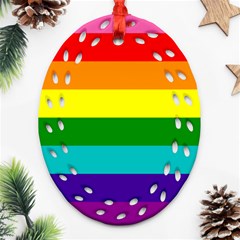 Original 8 Stripes Lgbt Pride Rainbow Flag Ornament (oval Filigree)