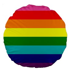 Original 8 Stripes Lgbt Pride Rainbow Flag Large 18  Premium Round Cushions by yoursparklingshop