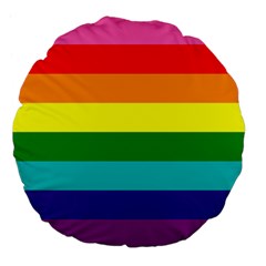 Original 8 Stripes Lgbt Pride Rainbow Flag Large 18  Premium Flano Round Cushions by yoursparklingshop