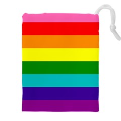 Original 8 Stripes Lgbt Pride Rainbow Flag Drawstring Pouch (4xl) by yoursparklingshop