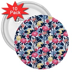 Beautiful Floral Pattern 3  Buttons (10 Pack)  by TastefulDesigns