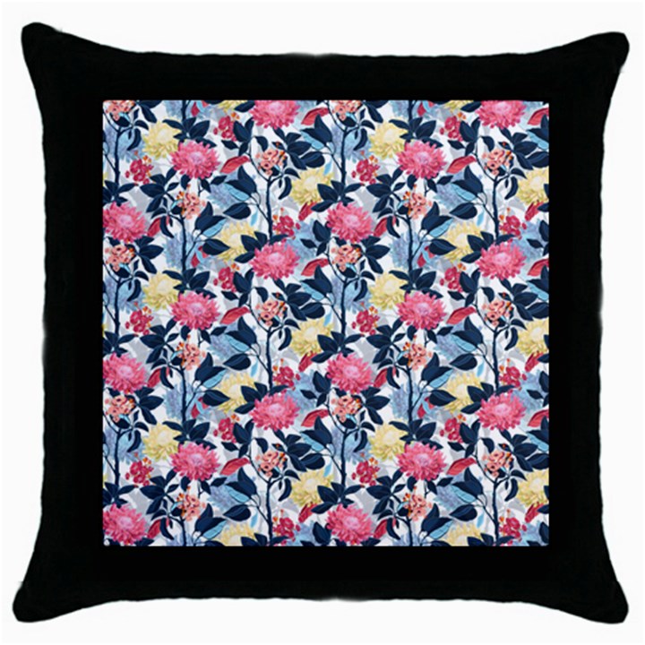 Beautiful floral pattern Throw Pillow Case (Black)