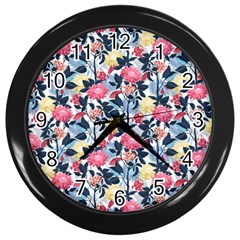 Beautiful Floral Pattern Wall Clock (black) by TastefulDesigns