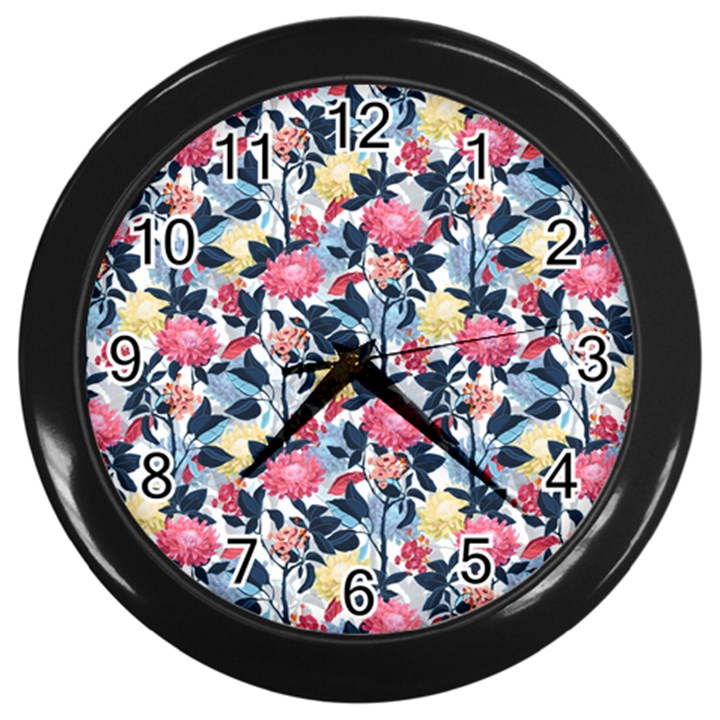 Beautiful floral pattern Wall Clock (Black)