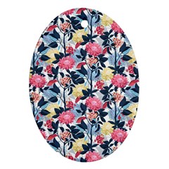 Beautiful Floral Pattern Oval Ornament (two Sides) by TastefulDesigns