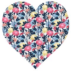 Beautiful Floral Pattern Wooden Puzzle Heart