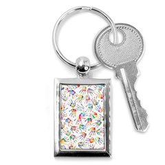 Colorful Palms, Hand Print Pattern, Rainbow Colors Palette Key Chain (rectangle) by Casemiro