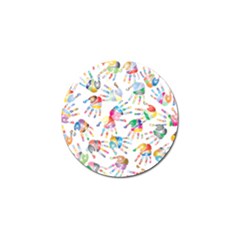 Colorful Palms, Hand Print Pattern, Rainbow Colors Palette Golf Ball Marker by Casemiro