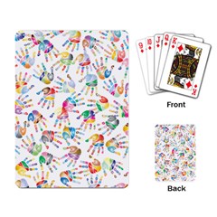 Colorful Palms, Hand Print Pattern, Rainbow Colors Palette Playing Cards Single Design (rectangle) by Casemiro