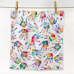 Colorful Palms, Hand Print Pattern, Rainbow Colors Palette Face Towel by Casemiro