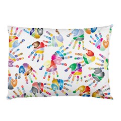 Colorful Palms, Hand Print Pattern, Rainbow Colors Palette Pillow Case by Casemiro