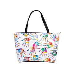 Colorful Palms, Hand Print Pattern, Rainbow Colors Palette Classic Shoulder Handbag by Casemiro