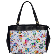 Colorful Palms, Hand Print Pattern, Rainbow Colors Palette Oversize Office Handbag by Casemiro