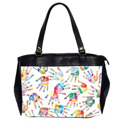 Colorful Palms, Hand Print Pattern, Rainbow Colors Palette Oversize Office Handbag (2 Sides) by Casemiro