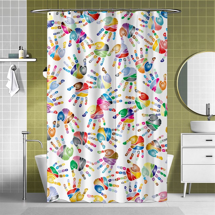 Colorful palms, hand print pattern, rainbow colors palette Shower Curtain 48  x 72  (Small) 