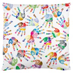 Colorful Palms, Hand Print Pattern, Rainbow Colors Palette Large Cushion Case (two Sides) by Casemiro