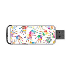 Colorful Palms, Hand Print Pattern, Rainbow Colors Palette Portable Usb Flash (two Sides) by Casemiro