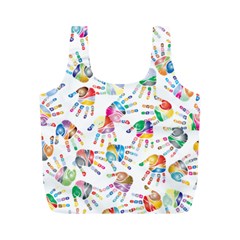 Colorful Palms, Hand Print Pattern, Rainbow Colors Palette Full Print Recycle Bag (m) by Casemiro