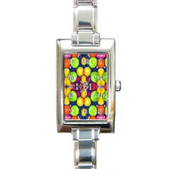 Fruits And Vegetables Pattern Rectangle Italian Charm Watch by dflcprintsclothing