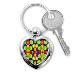 Fruits And Vegetables Pattern Key Chain (heart) by dflcprintsclothing