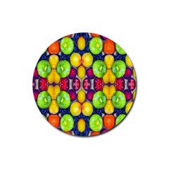 Fruits And Vegetables Pattern Rubber Round Coaster (4 Pack) 