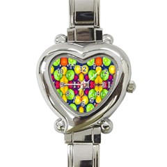 Fruits And Vegetables Pattern Heart Italian Charm Watch by dflcprintsclothing