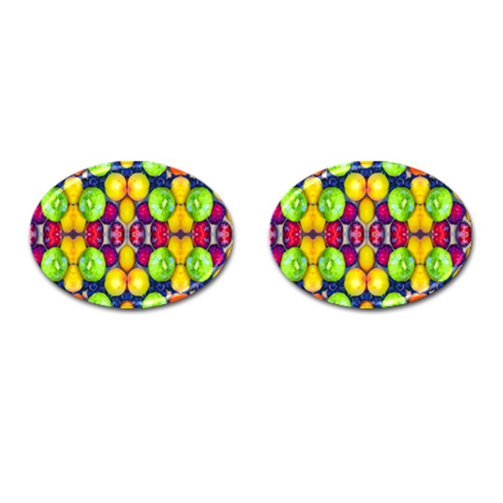 Fruits And Vegetables Pattern Cufflinks (Oval)