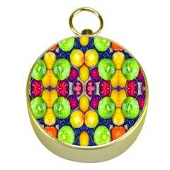 Fruits And Vegetables Pattern Gold Compasses