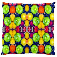 Fruits And Vegetables Pattern Large Flano Cushion Case (one Side) by dflcprintsclothing