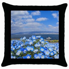 Floral Nature Throw Pillow Case (black) by Sparkle