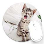 Laughing Kitten Round Mousepads Front