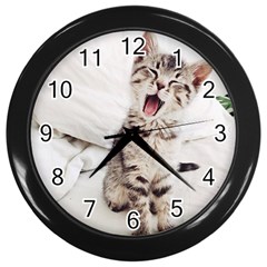 Laughing Kitten Wall Clock (black) by Sparkle