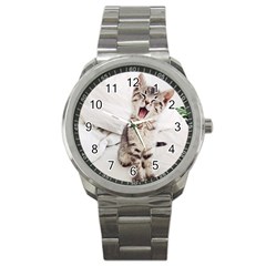 Laughing Kitten Sport Metal Watch by Sparkle