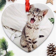 Laughing Kitten Heart Ornament (two Sides) by Sparkle