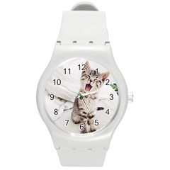 Laughing Kitten Round Plastic Sport Watch (m) by Sparkle