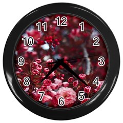 Red Floral Wall Clock (black) by Sparkle