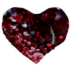 Red Floral Large 19  Premium Heart Shape Cushions by Sparkle