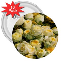 Yellow Roses 3  Buttons (10 Pack)  by Sparkle