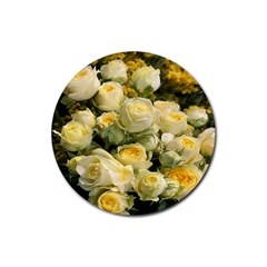 Yellow Roses Rubber Round Coaster (4 Pack)  by Sparkle