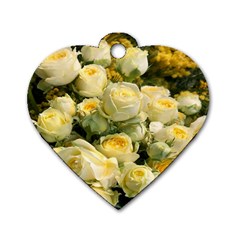 Yellow Roses Dog Tag Heart (one Side) by Sparkle