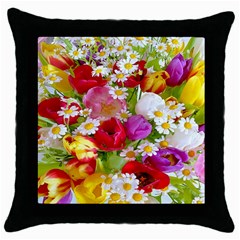 Beautiful Floral Throw Pillow Case (black) by Sparkle