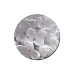 White Floral Rubber Round Coaster (4 Pack)  by Sparkle