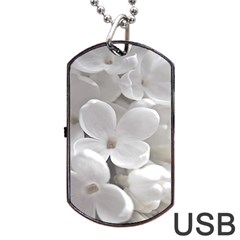 White Floral Dog Tag Usb Flash (one Side) by Sparkle