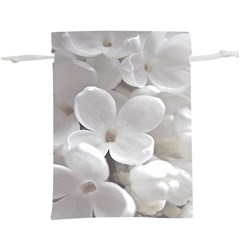 White Floral  Lightweight Drawstring Pouch (xl) by Sparkle