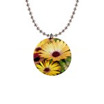 Yellow Flowers 1  Button Necklace Front