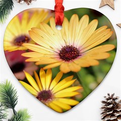 Yellow Flowers Heart Ornament (two Sides) by Sparkle